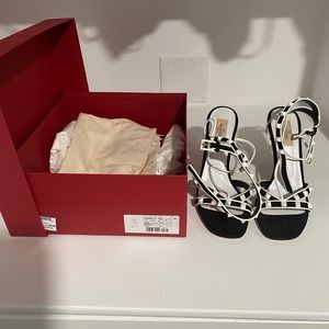 Valentino rock studded ankle strap suede heels